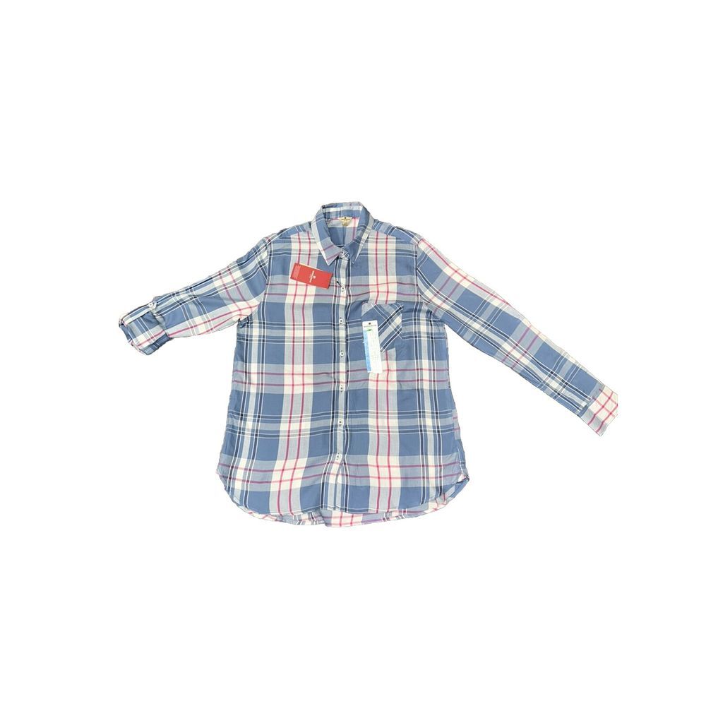 Women's  Woolrich Desert Sunset Blue & Pink Plaid Button Down Long Sleeve‎ Large